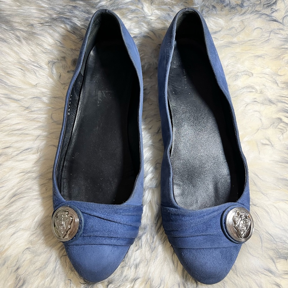 Gucci Hysteria Blue Suede Ballet Flats, EU 38 1/2